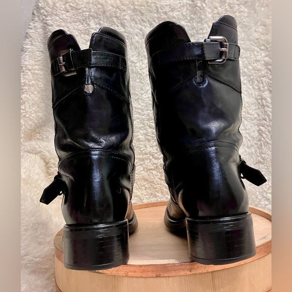 EUC Aquatalia by Marvin K Sweetie Black Quilted Leather Moto Boots Women's 9.5 - Picture 3 of 10